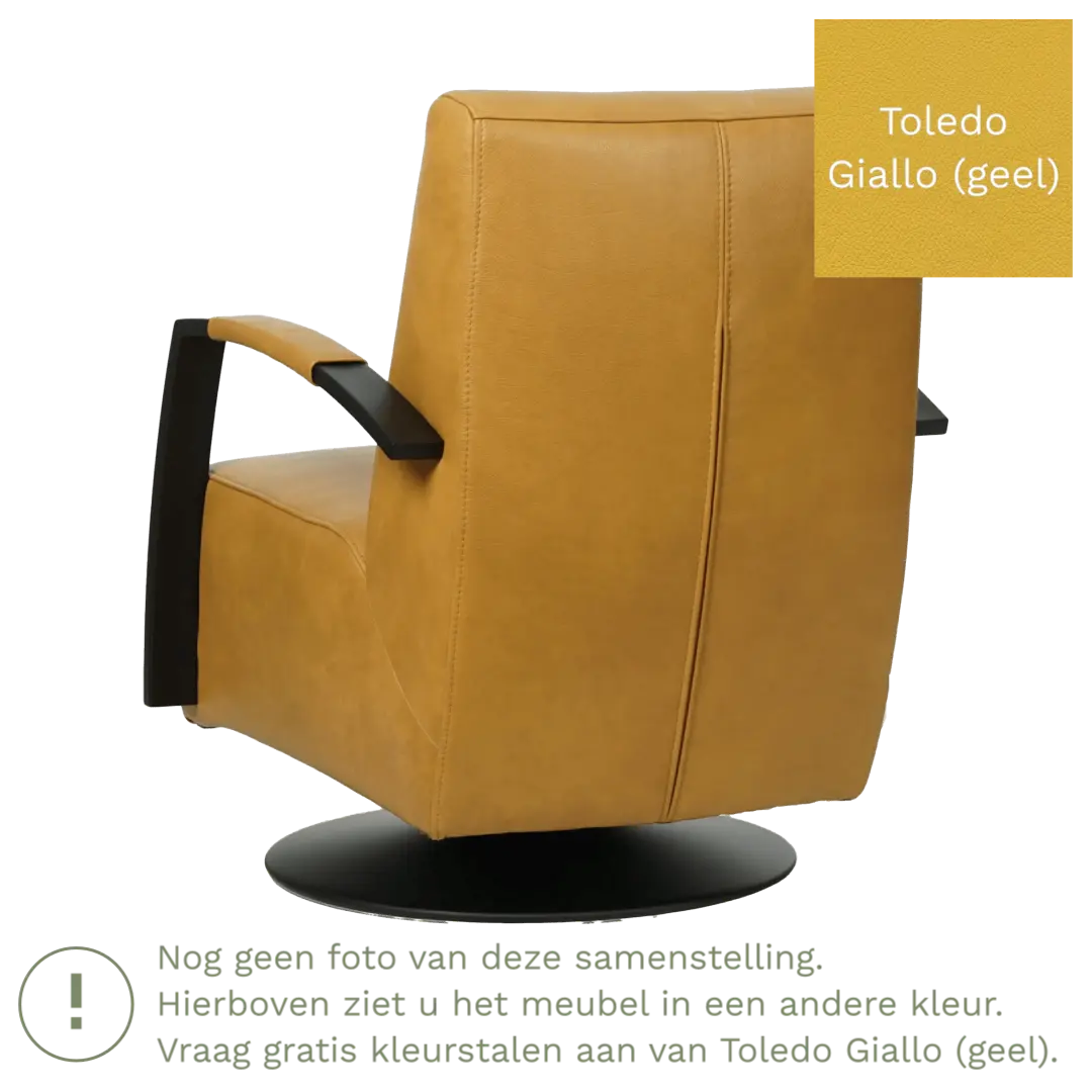 afbeelding van Leren draaifauteuil Mood - Toledo Giallo (geel) - Stervoet zwart