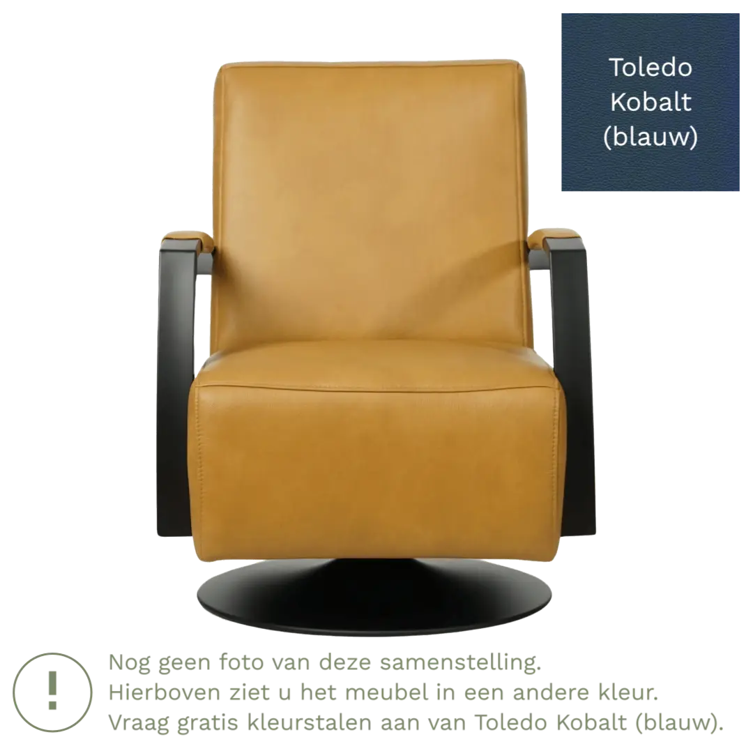 afbeelding van Leren draaifauteuil Mood - Toledo Kobalt (blauw) - Stervoet zwart