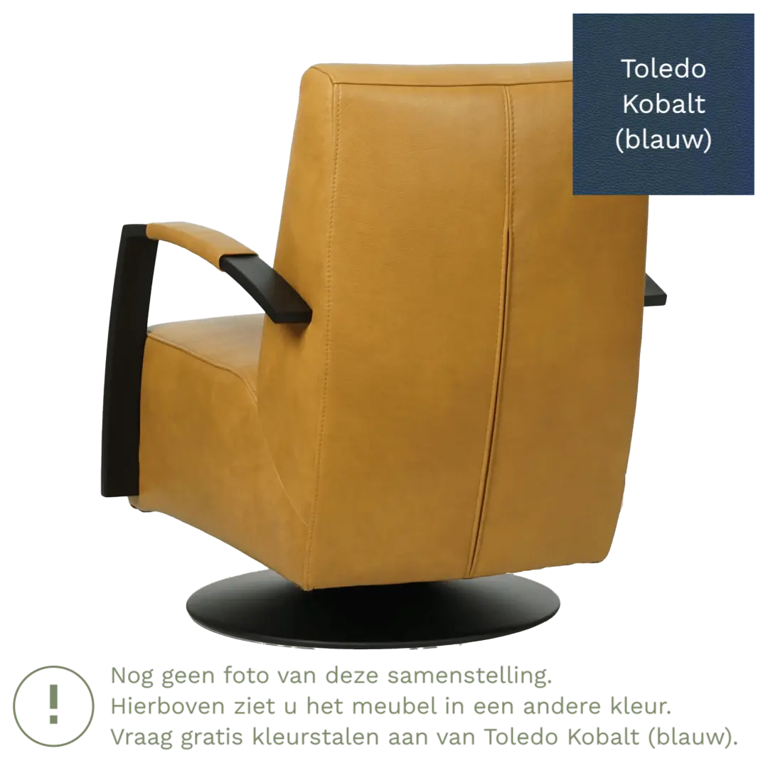 afbeelding van Leren draaifauteuil Mood - Toledo Kobalt (blauw) - Stervoet zwart