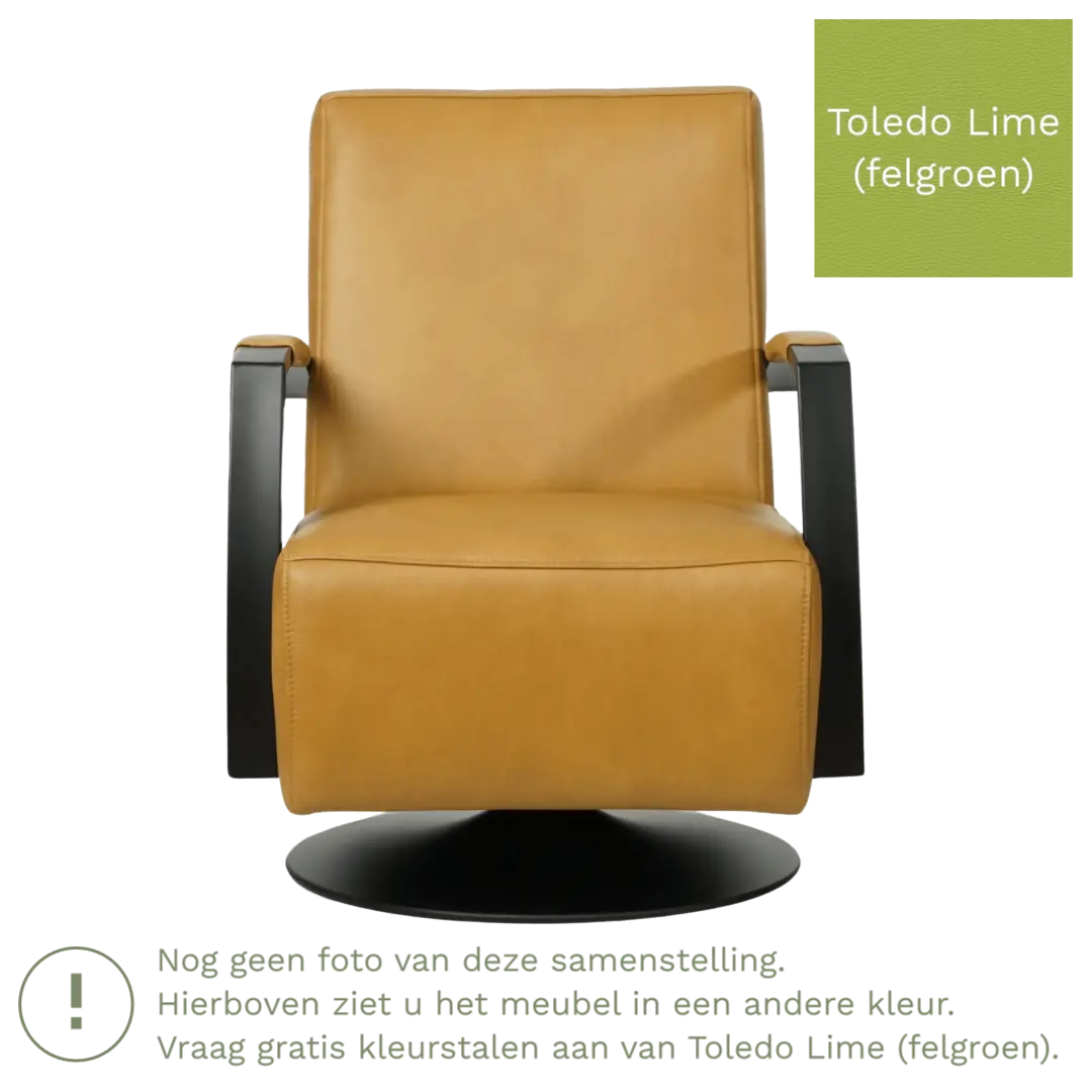 afbeelding van Leren draaifauteuil Mood - Toledo Lime (felgroen) - Schotelvoet zwart