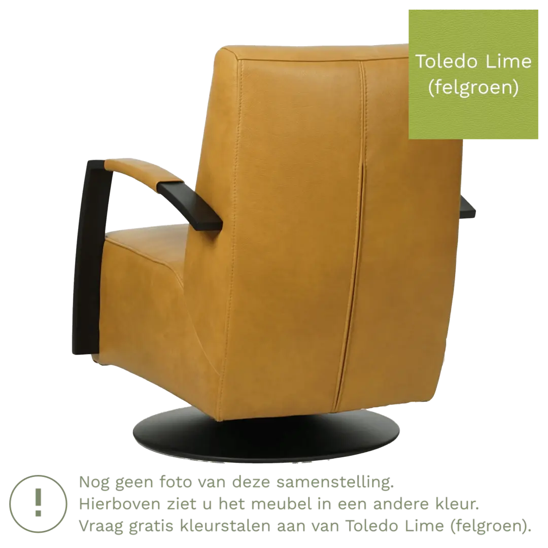 afbeelding van Leren draaifauteuil Mood - Toledo Lime (felgroen) - Schotelvoet zwart