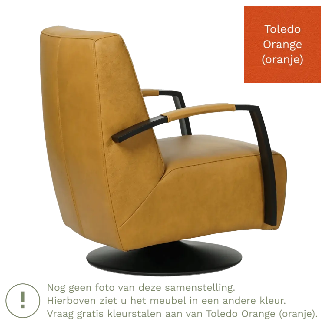 afbeelding van Leren draaifauteuil Mood - Toledo Orange (oranje) - Stervoet zwart