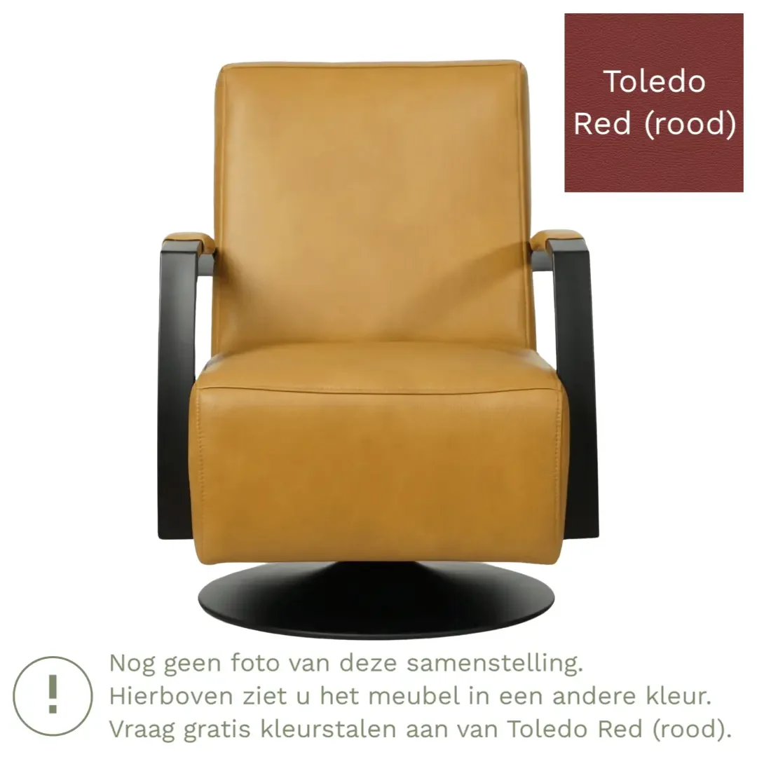 afbeelding van Leren draaifauteuil Mood - Toledo Red (rood) - Stervoet zwart