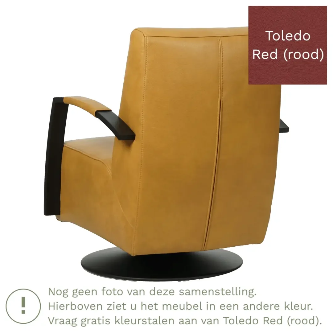 afbeelding van Leren draaifauteuil Mood - Toledo Red (rood) - Stervoet zwart