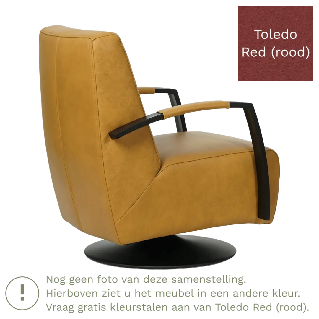 afbeelding van Leren draaifauteuil Mood - Toledo Red (rood) - Stervoet zwart
