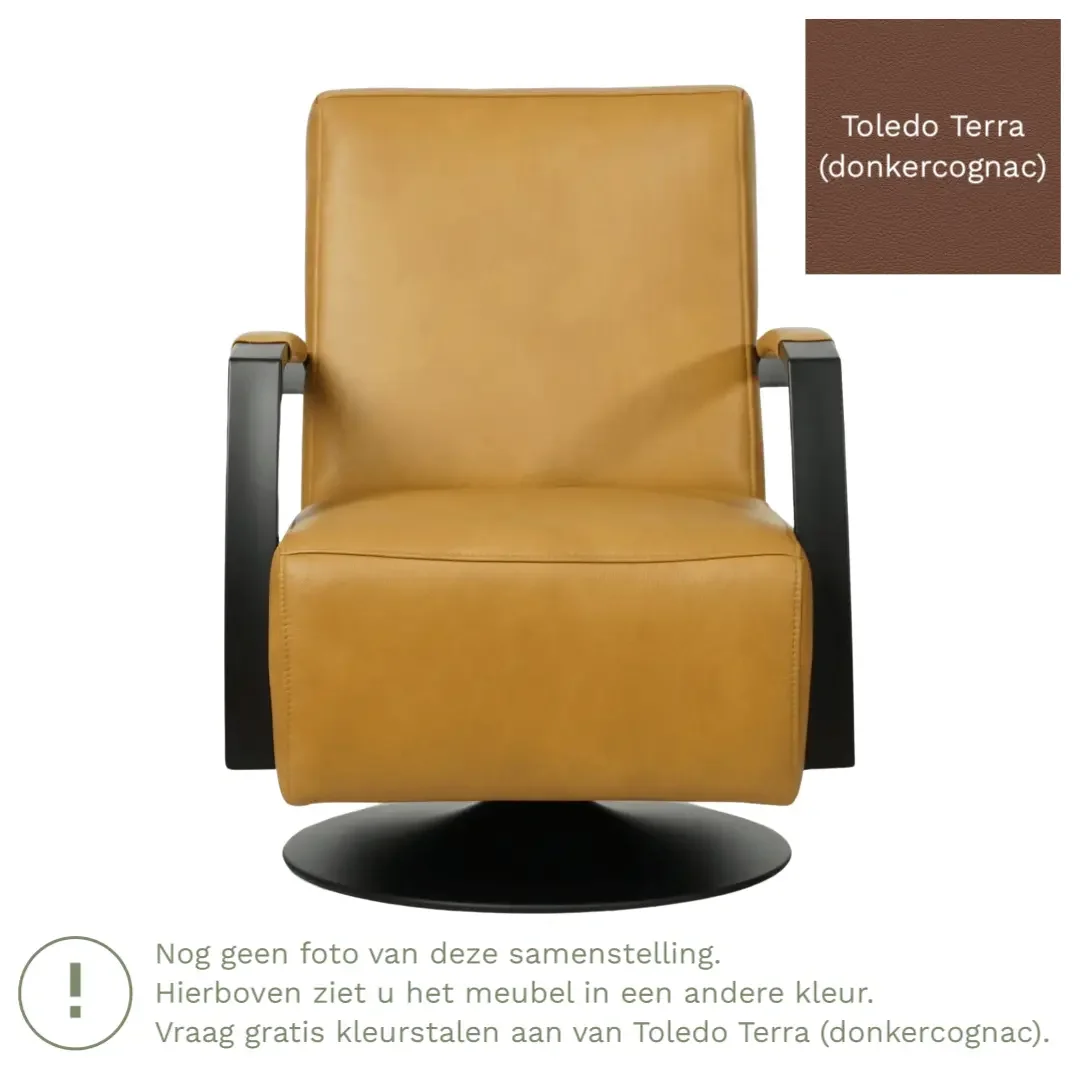 afbeelding van Leren draaifauteuil Mood - Toledo Terra (donkercognac) - Stervoet zwart
