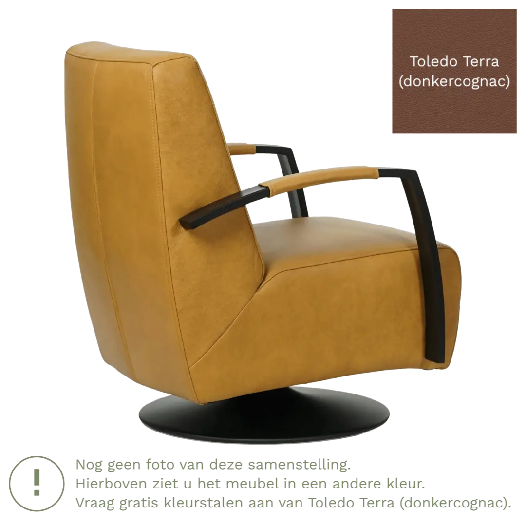 afbeelding van Leren draaifauteuil Mood - Toledo Terra (donkercognac) - Stervoet zwart