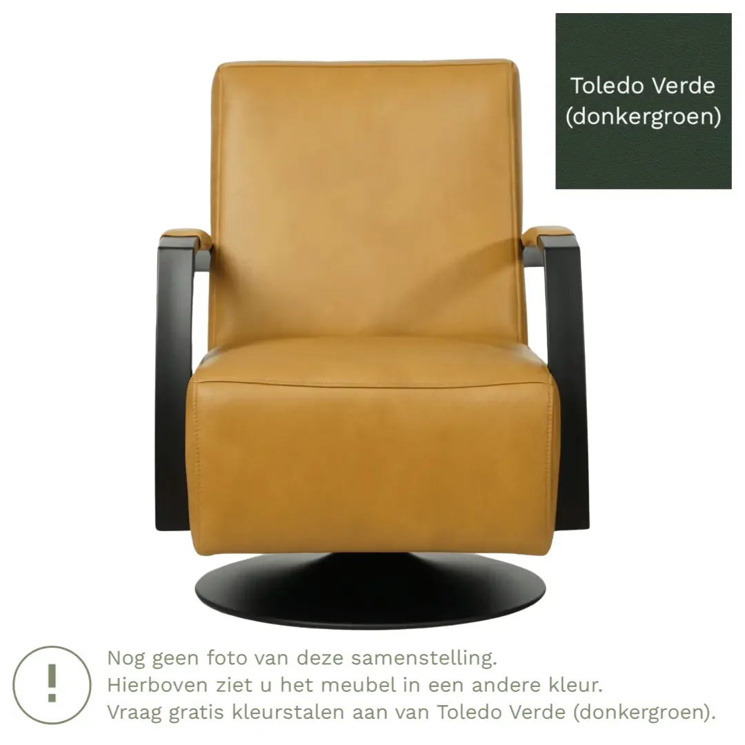 afbeelding van Leren draaifauteuil Mood - Toledo Verde (donkergroen) - Stervoet zwart