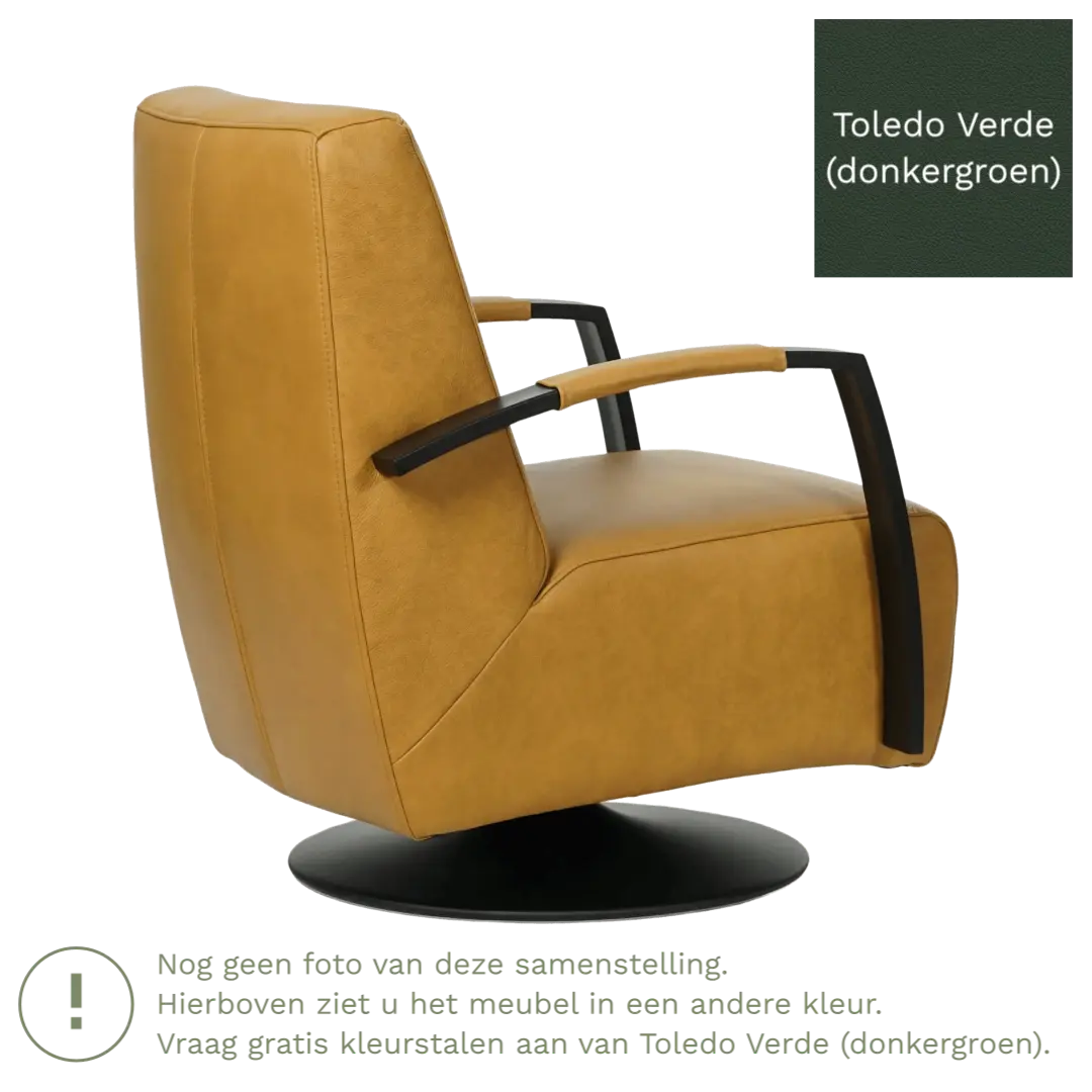 afbeelding van Leren draaifauteuil Mood - Toledo Verde (donkergroen) - Stervoet zwart