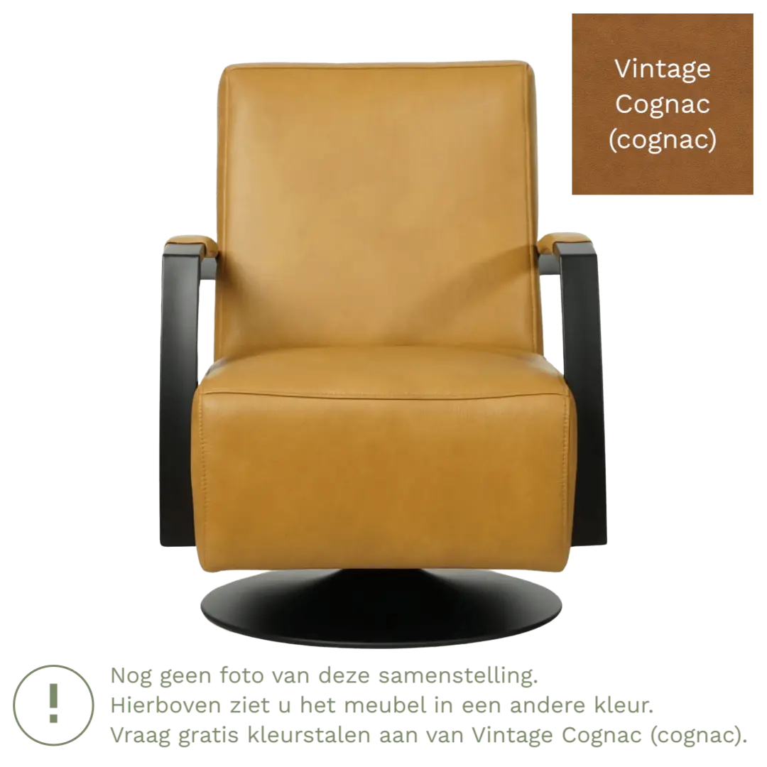afbeelding van Leren draaifauteuil Mood - Vintage Cognac (cognac) - Stervoet zwart