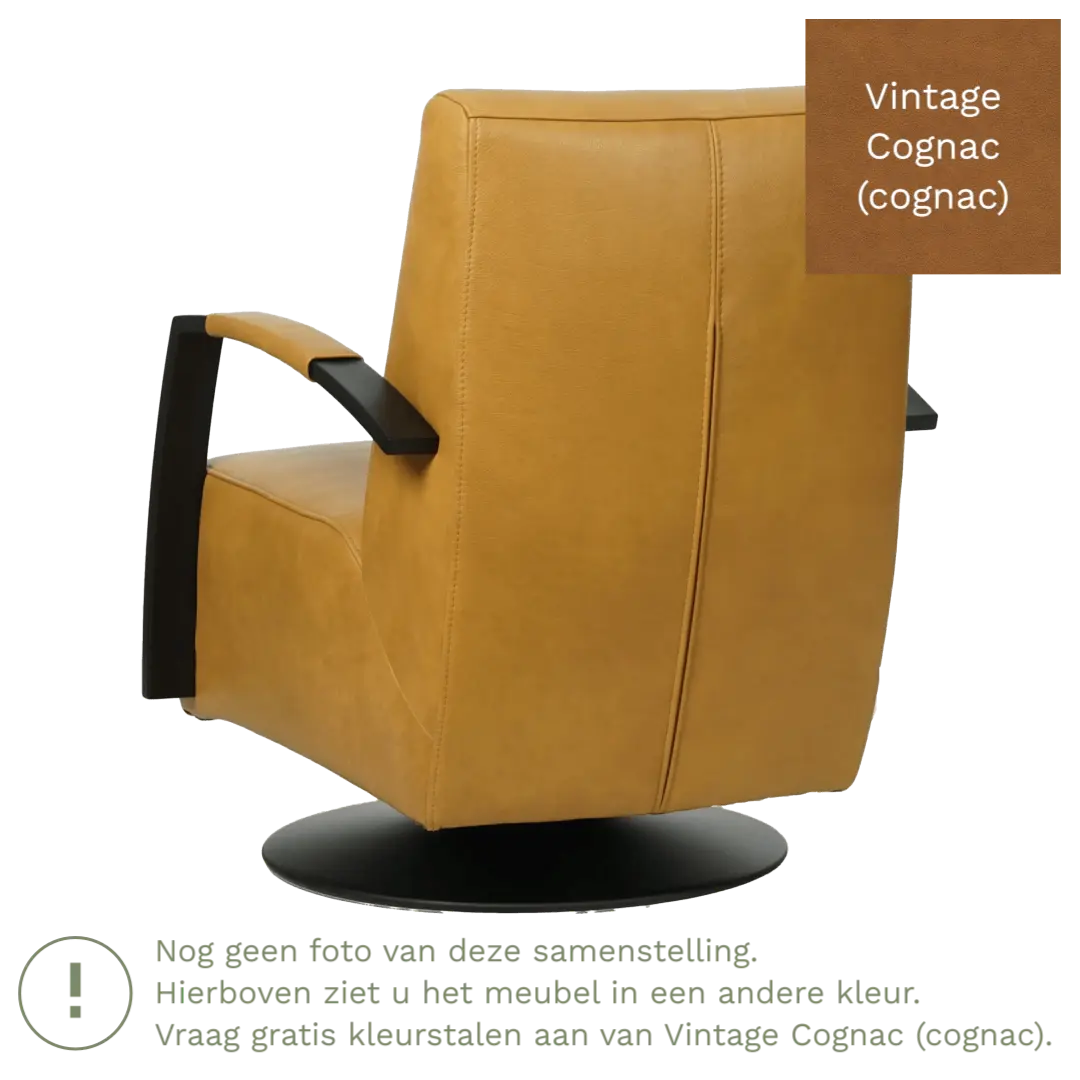 afbeelding van Leren draaifauteuil Mood - Vintage Cognac (cognac) - Stervoet zwart