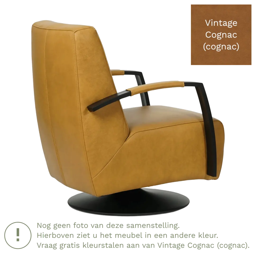 afbeelding van Leren draaifauteuil Mood - Vintage Cognac (cognac) - Stervoet zwart