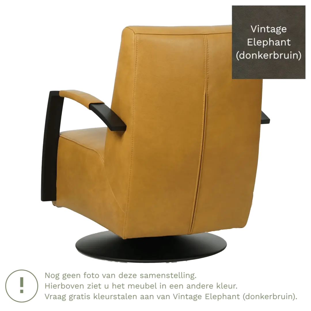afbeelding van Leren draaifauteuil Mood - Vintage Elephant (donkerbruin) - Stervoet zwart