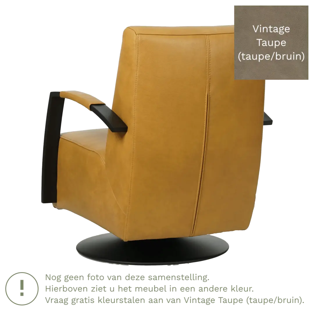 afbeelding van Leren draaifauteuil Mood - Vintage Taupe (taupe/bruin) - Schotelvoet zwart