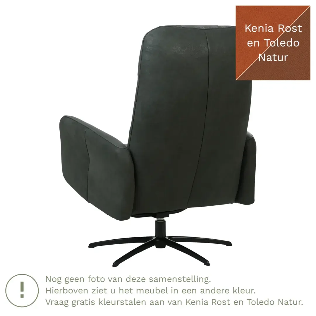 afbeelding van Leren draaifauteuil Pulse Duo - Kenia Rost en Toledo Natur - Stervoet zwart