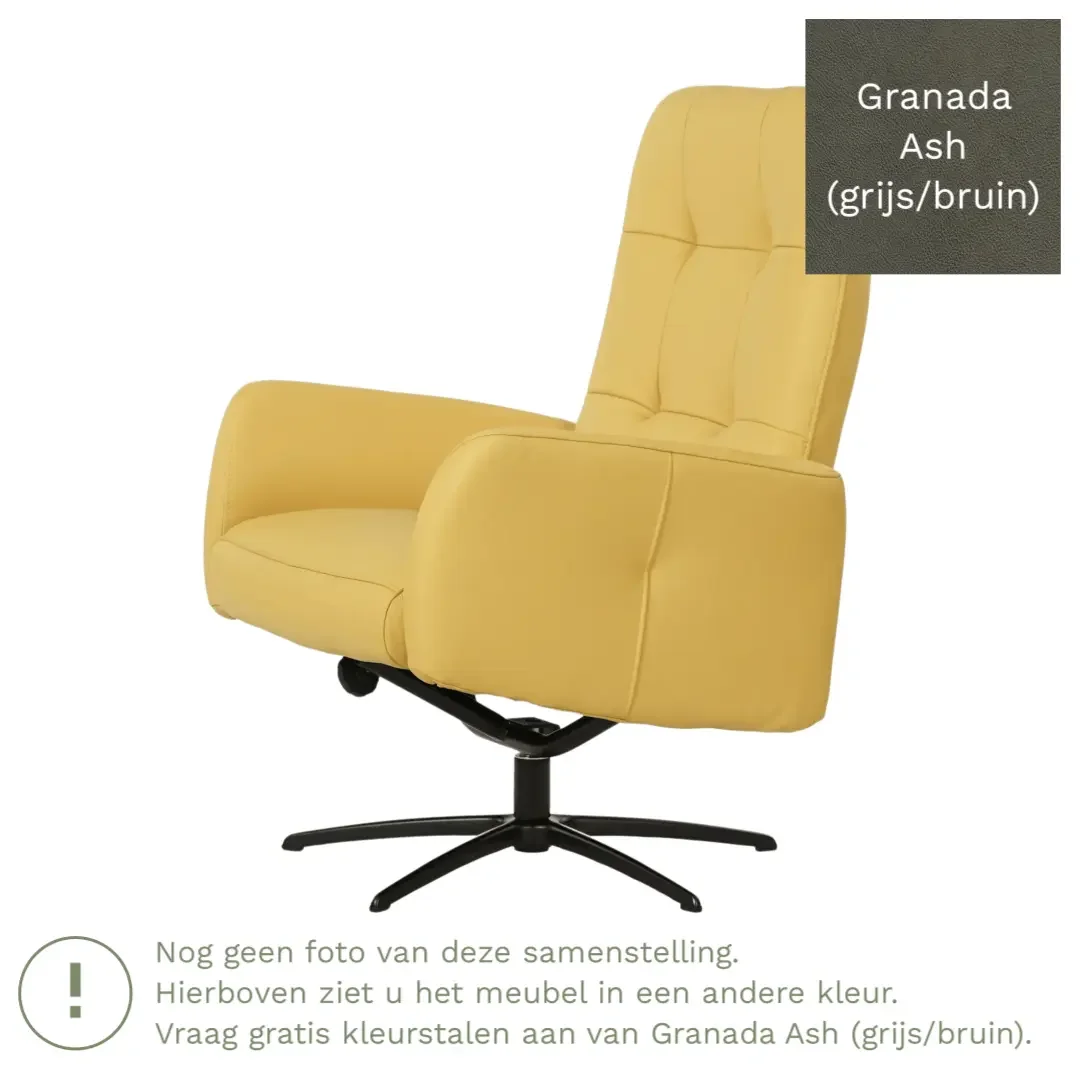 afbeelding van Leren draaifauteuil Pulse - Granada Ash (grijs/bruin) - Stervoet zwart