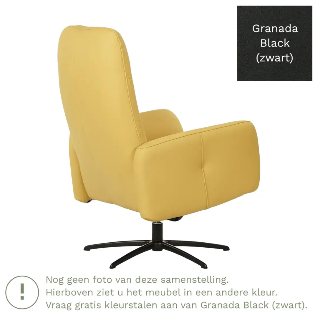 afbeelding van Leren draaifauteuil Pulse - Granada Black (zwart) - Stervoet zwart