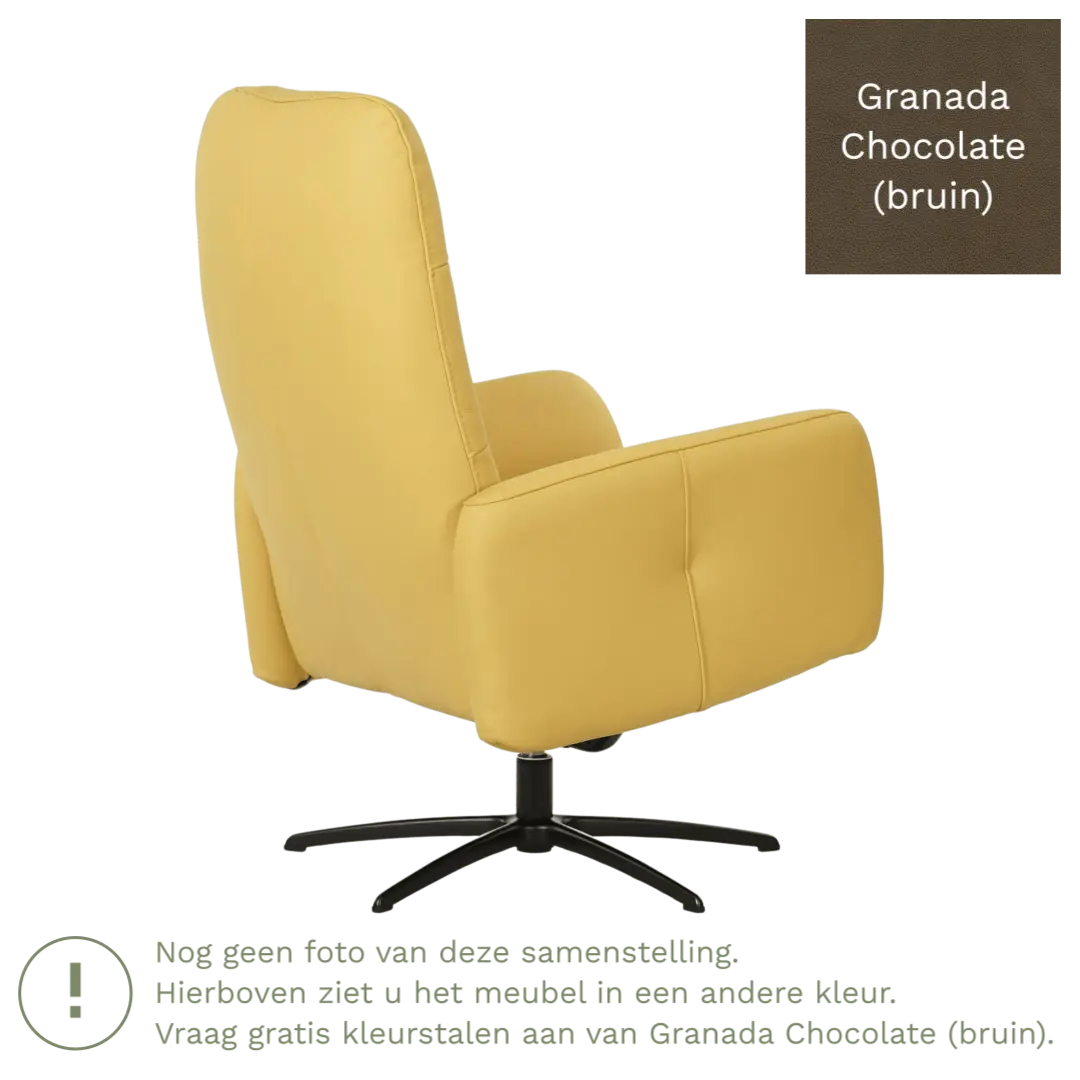 afbeelding van Leren draaifauteuil Pulse - Granada Chocolate (bruin) - Stervoet zwart