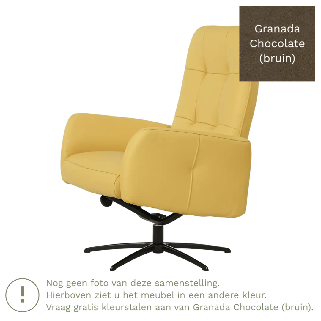 afbeelding van Leren draaifauteuil Pulse - Granada Chocolate (bruin) - Stervoet zwart