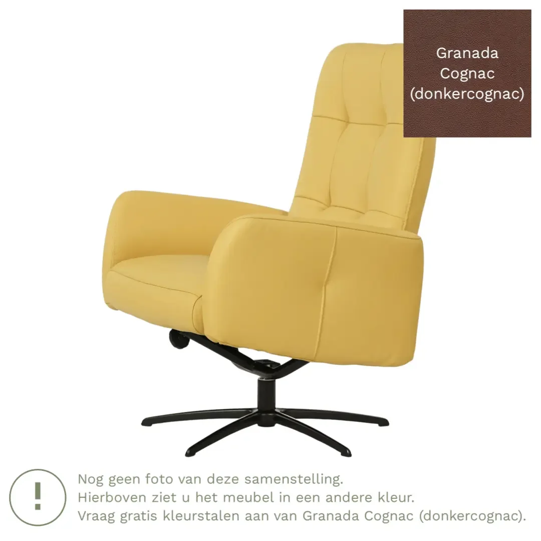 afbeelding van Leren draaifauteuil Pulse - Granada Cognac (donkercognac) - Stervoet zwart