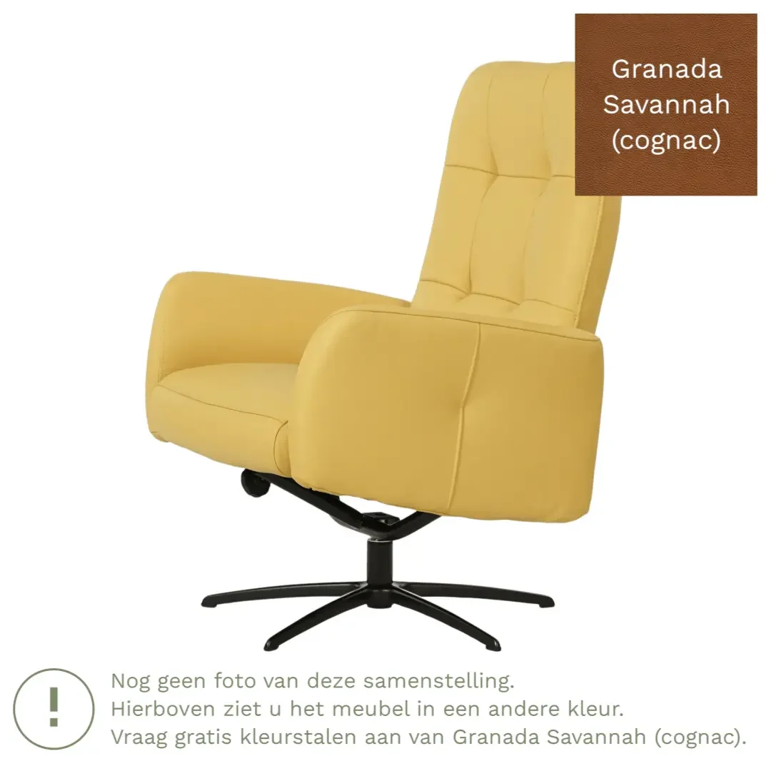 afbeelding van Leren draaifauteuil Pulse - Granada Savannah (cognac) - Stervoet zwart