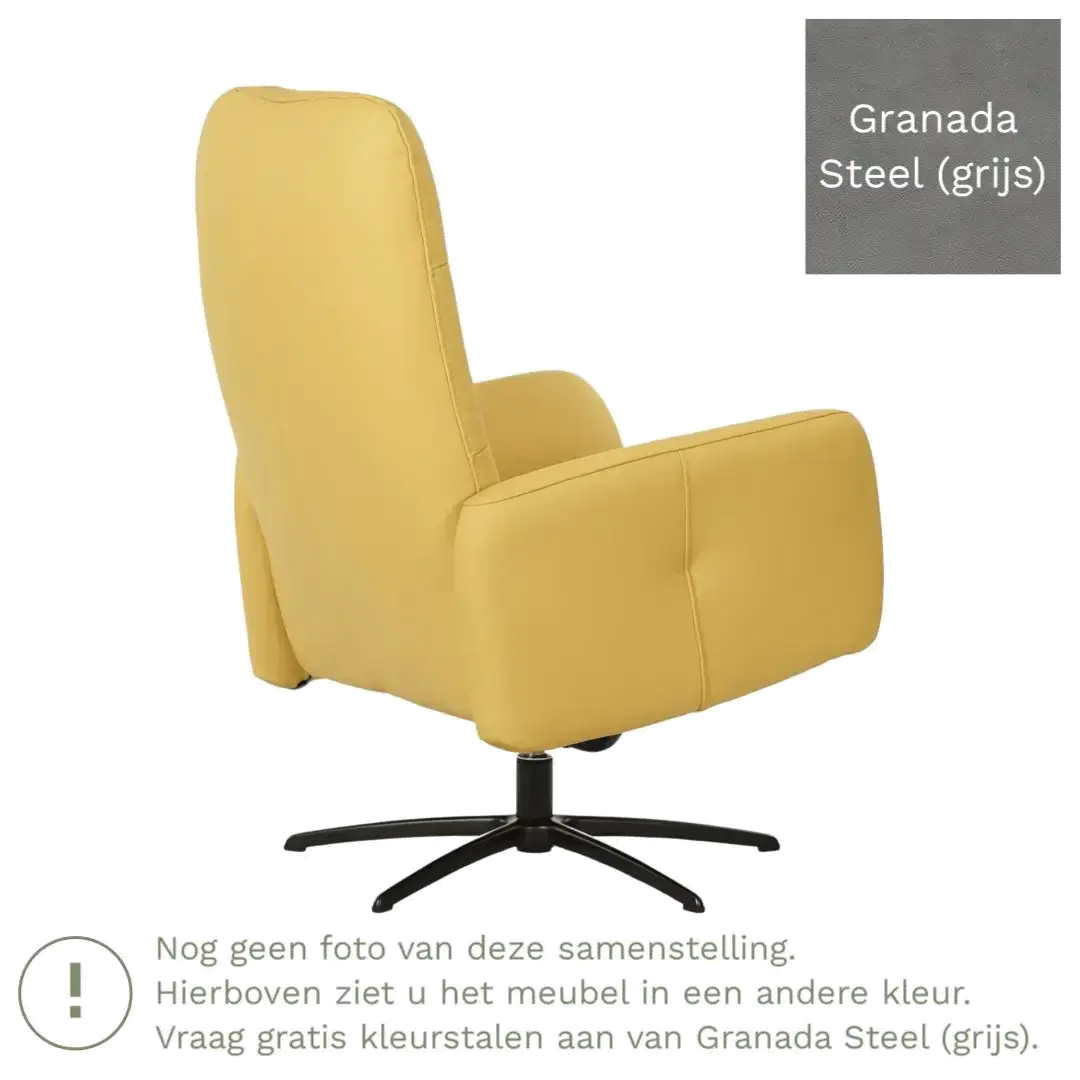 afbeelding van Leren draaifauteuil Pulse - Granada Steel (grijs) - Stervoet zwart