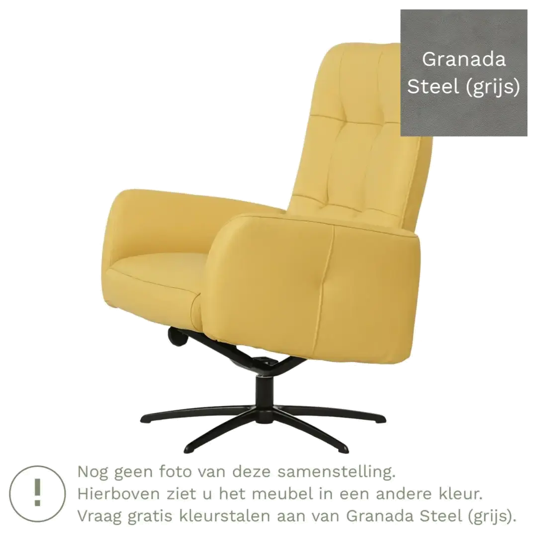 afbeelding van Leren draaifauteuil Pulse - Granada Steel (grijs) - Stervoet zwart