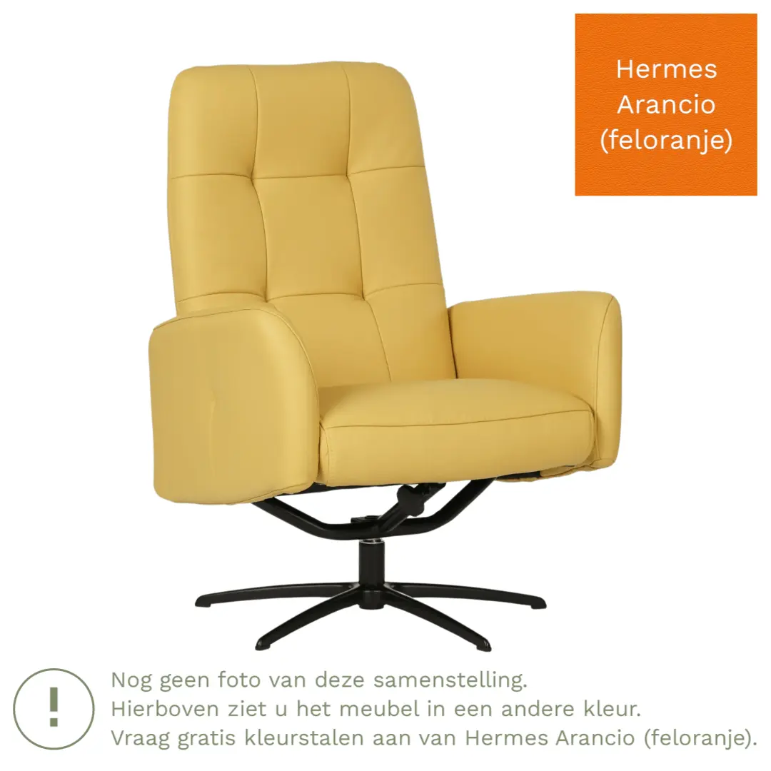 afbeelding van Leren draaifauteuil Pulse - Hermes Arancio (feloranje) - Stervoet zwart