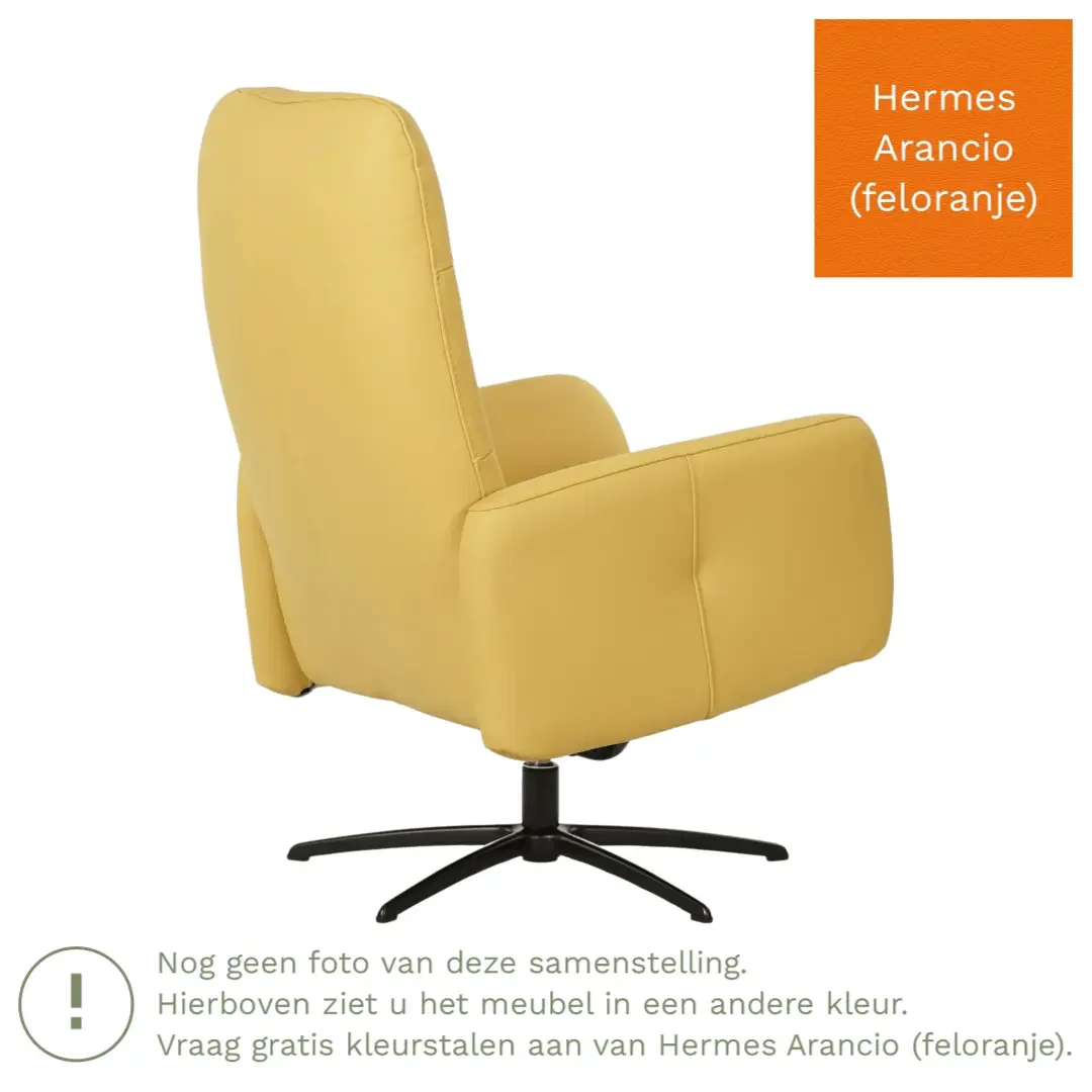 afbeelding van Leren draaifauteuil Pulse - Hermes Arancio (feloranje) - Stervoet zwart