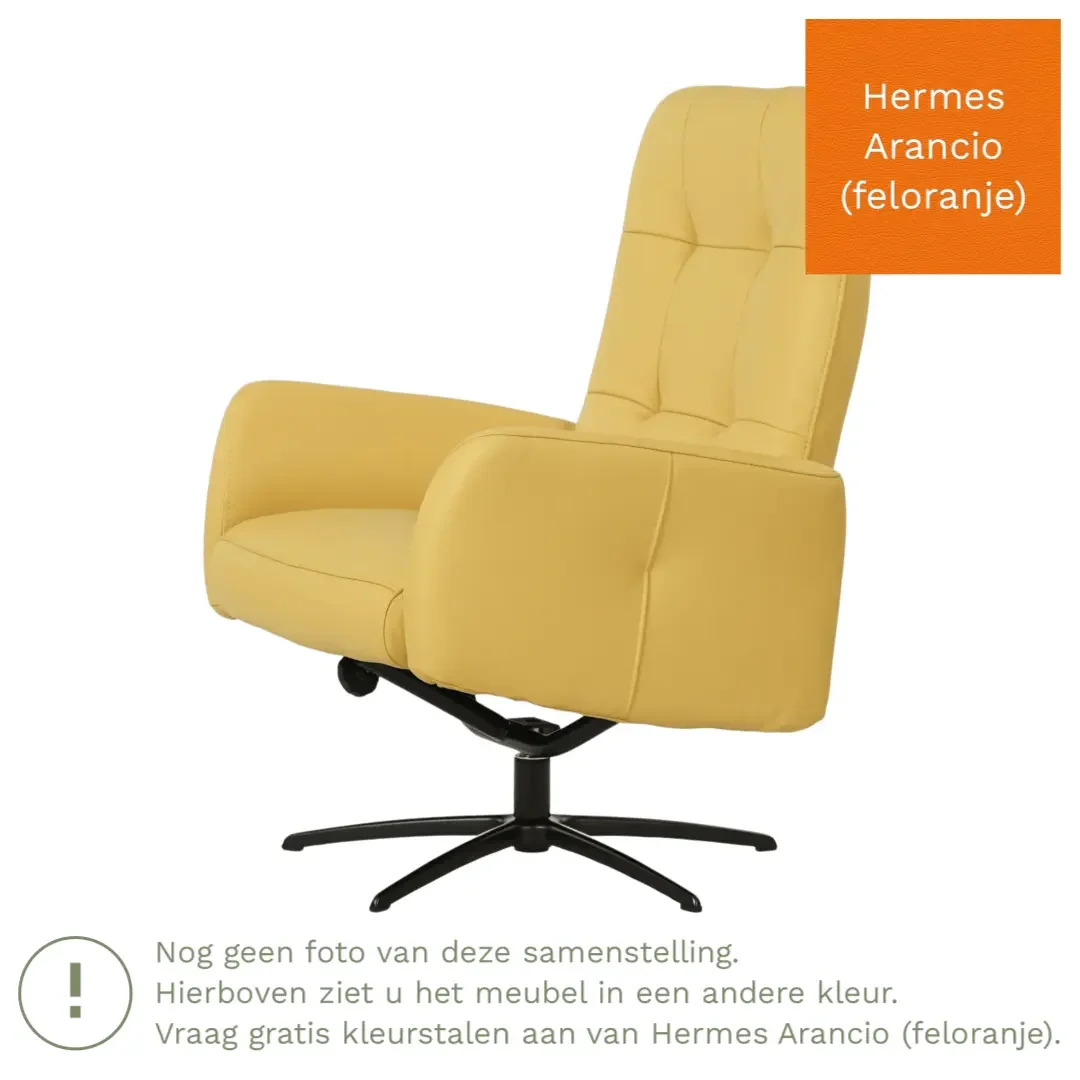 afbeelding van Leren draaifauteuil Pulse - Hermes Arancio (feloranje) - Stervoet zwart