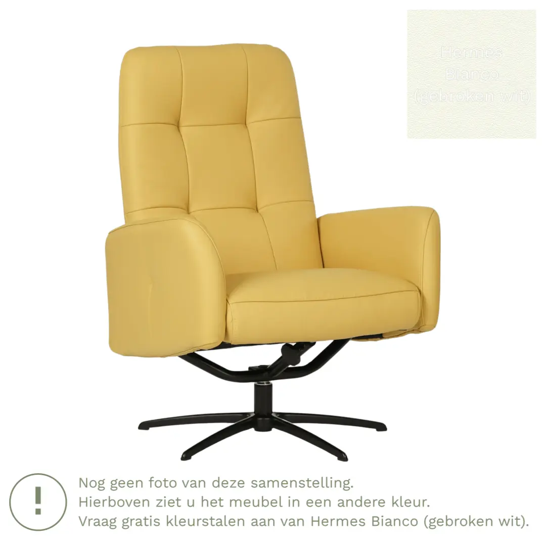 afbeelding van Leren draaifauteuil Pulse - Hermes Bianco (gebroken wit) - Stervoet zwart