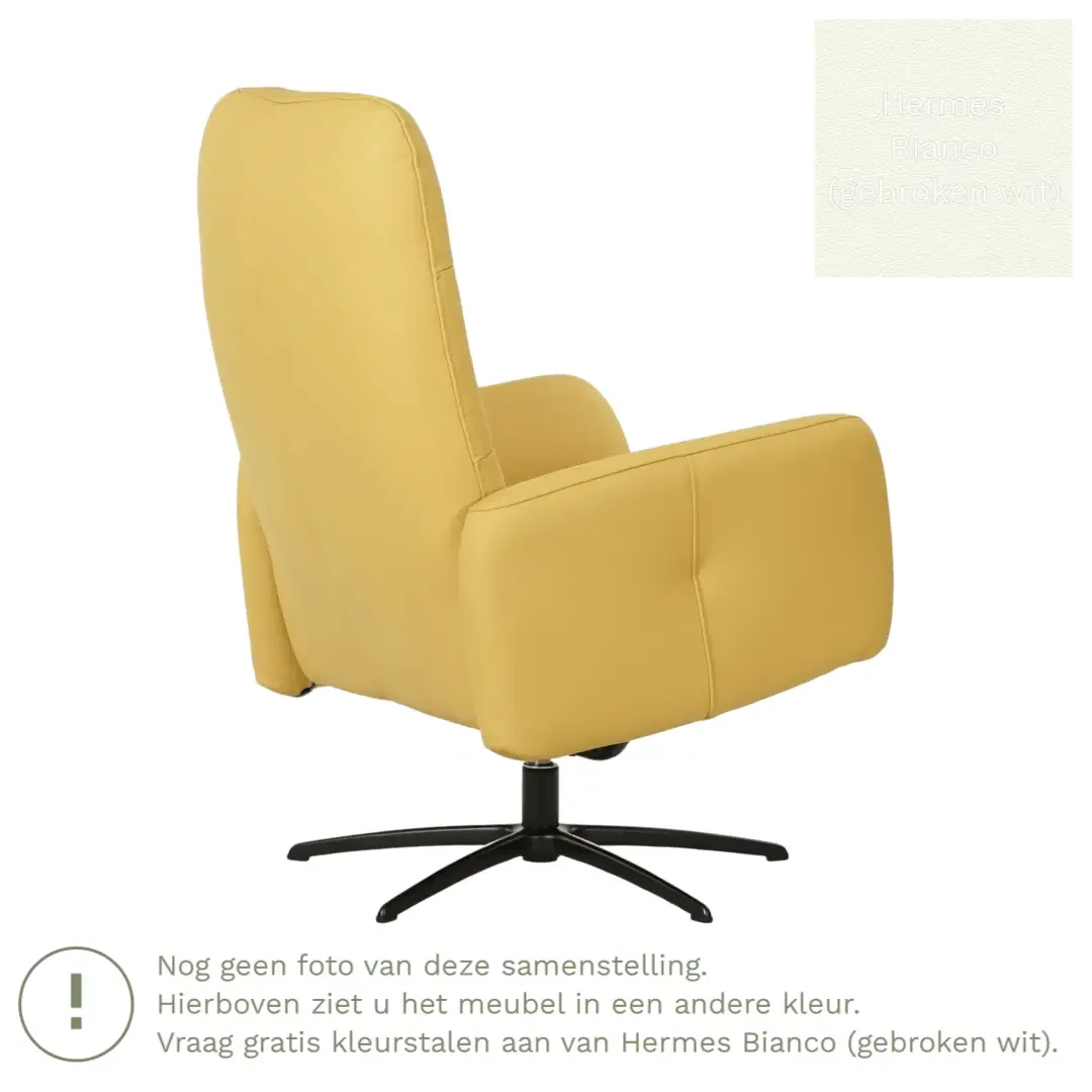 afbeelding van Leren draaifauteuil Pulse - Hermes Bianco (gebroken wit) - Stervoet zwart