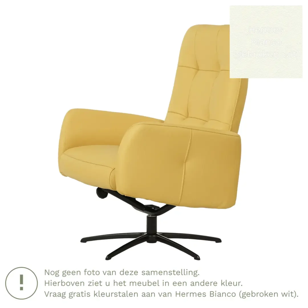 afbeelding van Leren draaifauteuil Pulse - Hermes Bianco (gebroken wit) - Stervoet zwart
