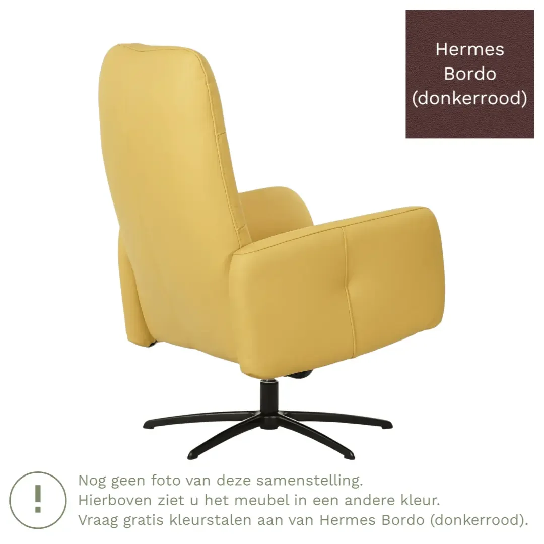 afbeelding van Leren draaifauteuil Pulse - Hermes Bordo (donkerrood) - Stervoet zwart