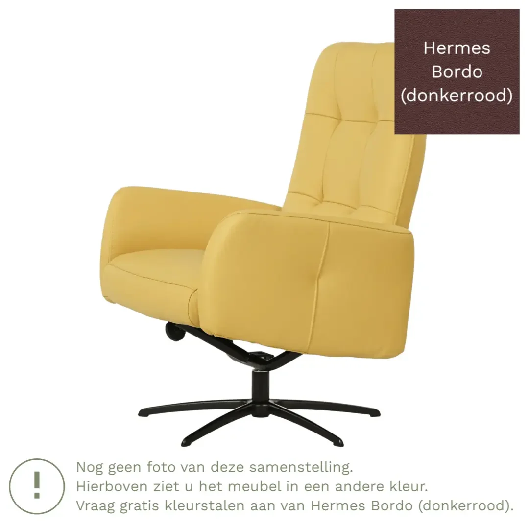 afbeelding van Leren draaifauteuil Pulse - Hermes Bordo (donkerrood) - Stervoet zwart