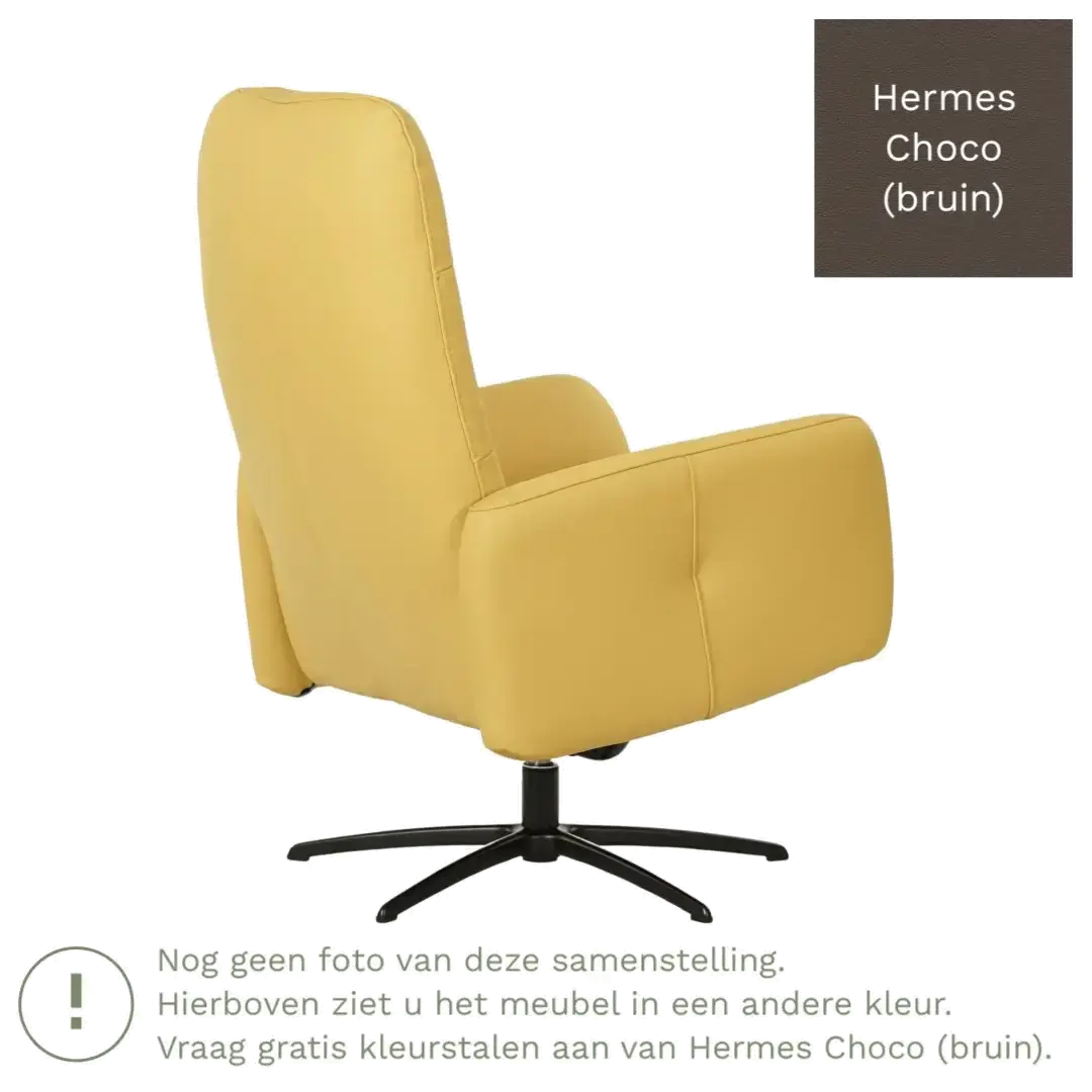 afbeelding van Leren draaifauteuil Pulse - Hermes Choco (bruin) - Stervoet zwart