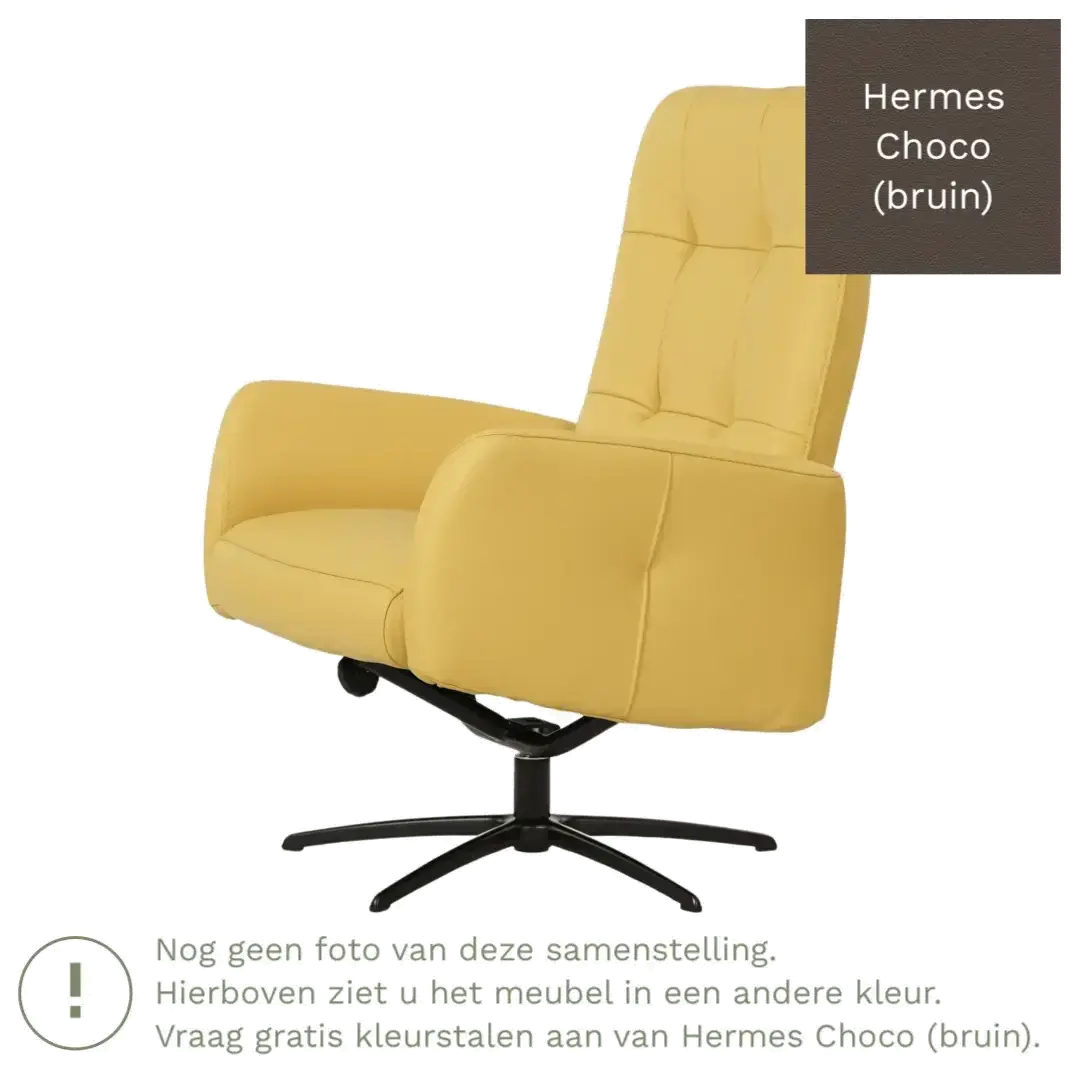 afbeelding van Leren draaifauteuil Pulse - Hermes Choco (bruin) - Stervoet zwart