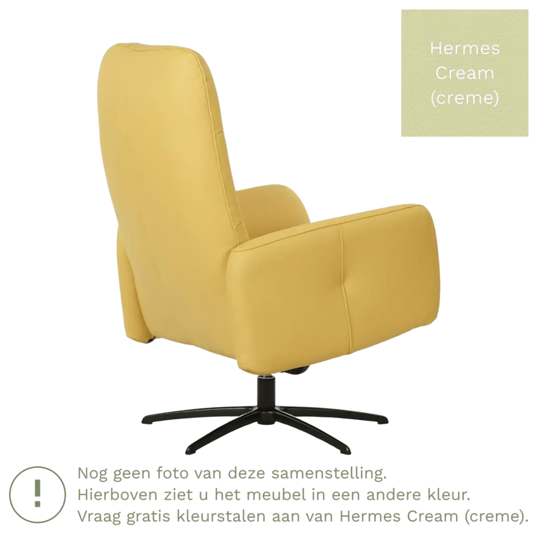afbeelding van Leren draaifauteuil Pulse - Hermes Cream (crème) - Stervoet zwart