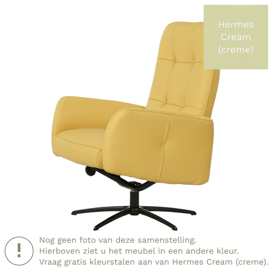 afbeelding van Leren draaifauteuil Pulse - Hermes Cream (crème) - Stervoet zwart