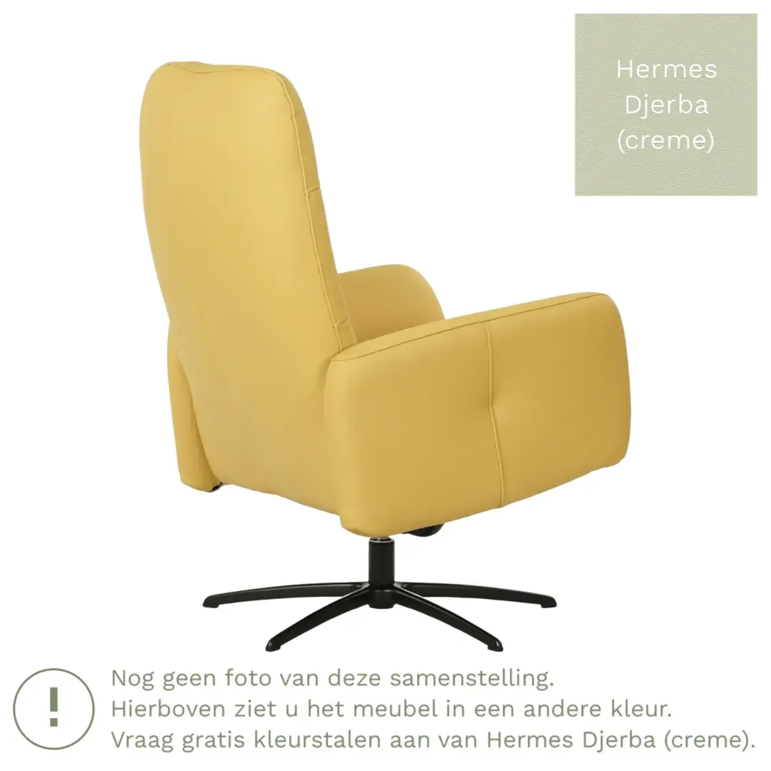 afbeelding van Leren draaifauteuil Pulse - Hermes Djerba (crème) - Stervoet zwart