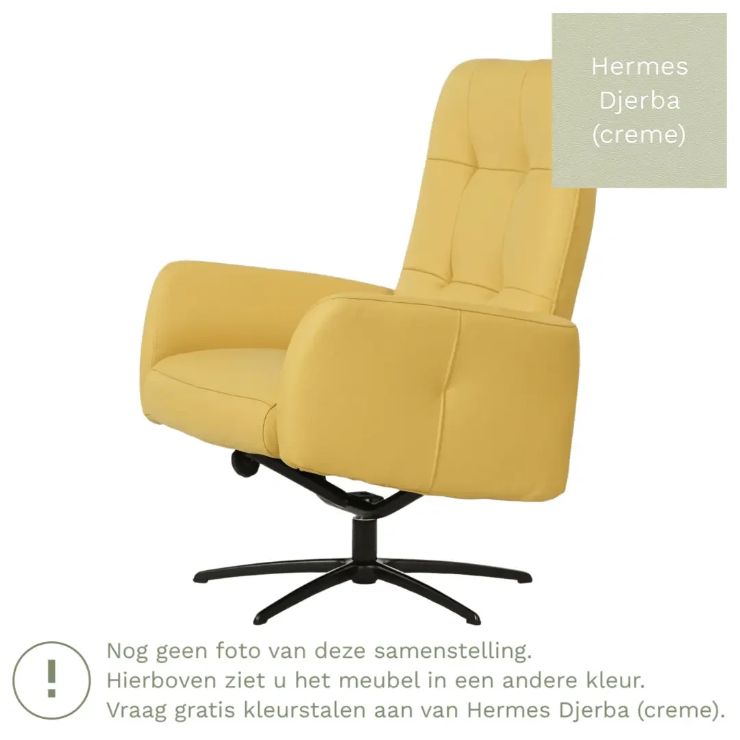 afbeelding van Leren draaifauteuil Pulse - Hermes Djerba (crème) - Stervoet zwart