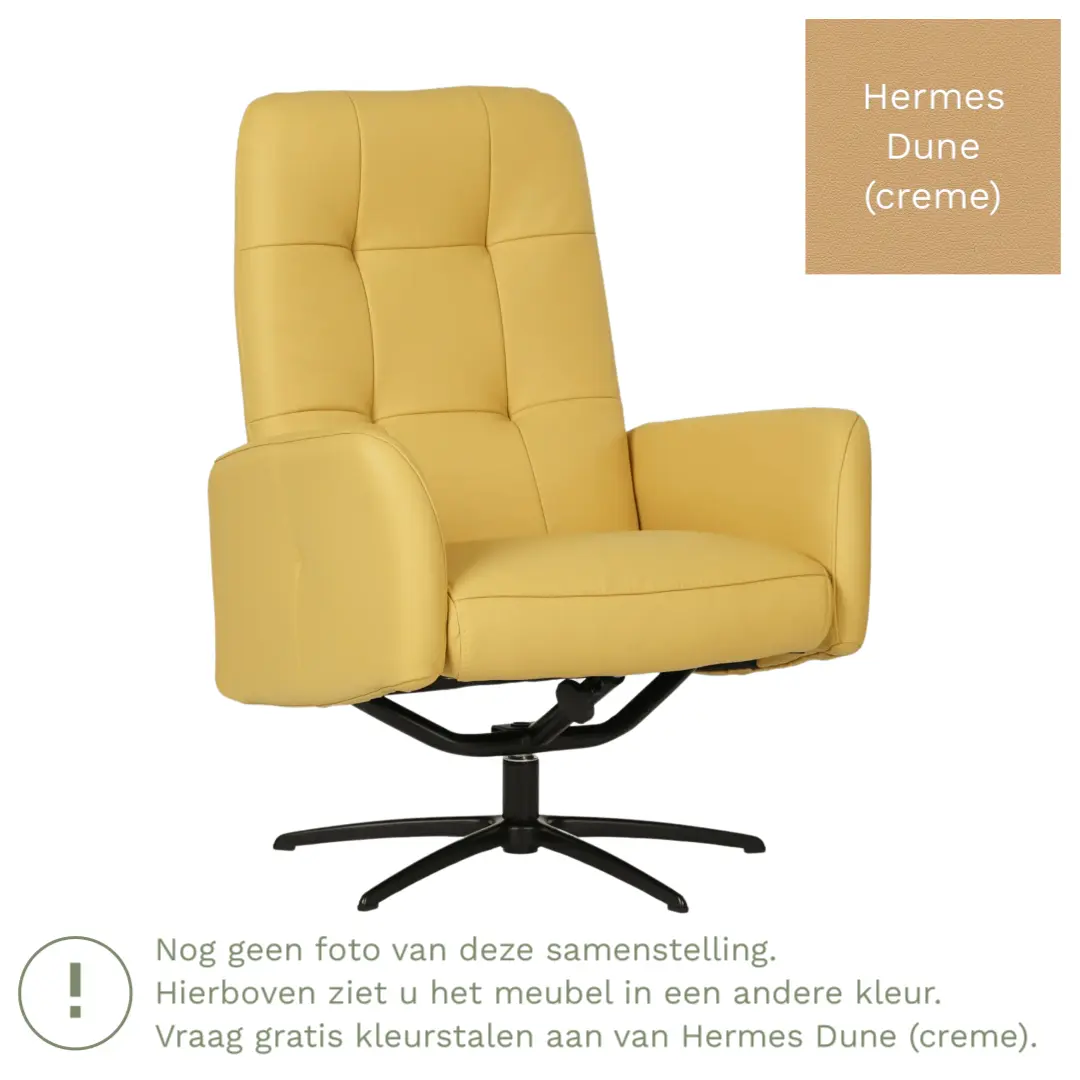 afbeelding van Leren draaifauteuil Pulse - Hermes Dune (crème) - Stervoet zwart