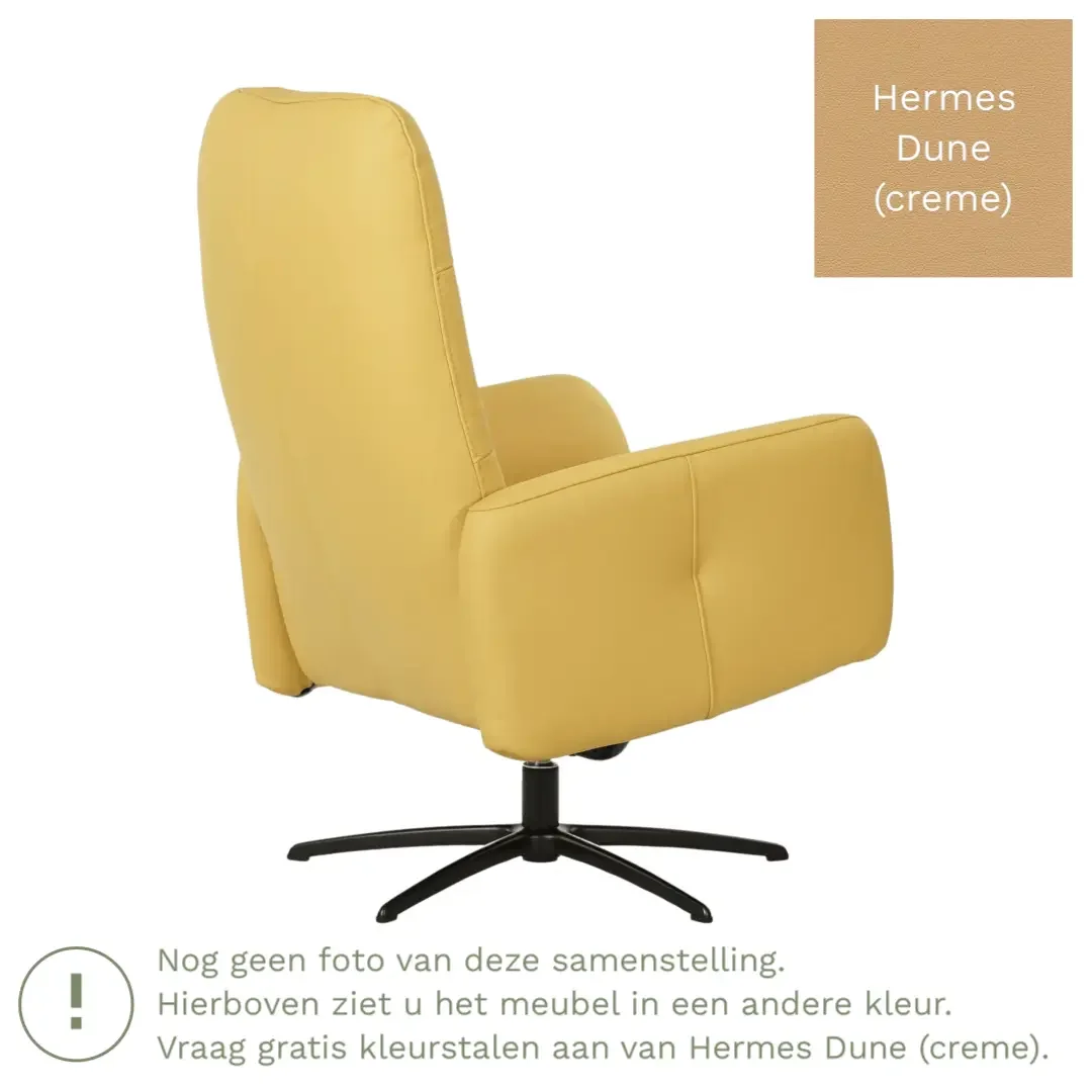 afbeelding van Leren draaifauteuil Pulse - Hermes Dune (crème) - Stervoet zwart