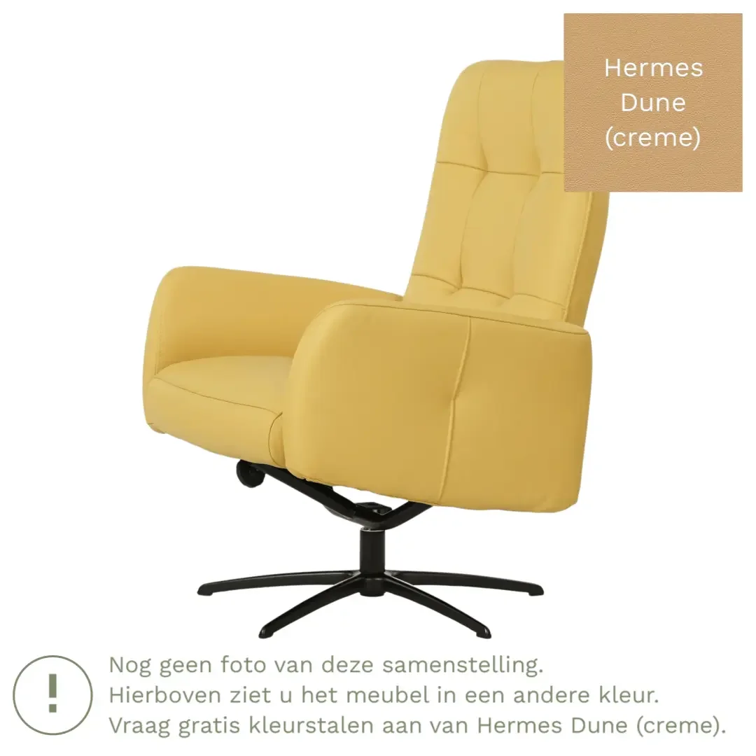 afbeelding van Leren draaifauteuil Pulse - Hermes Dune (crème) - Stervoet zwart