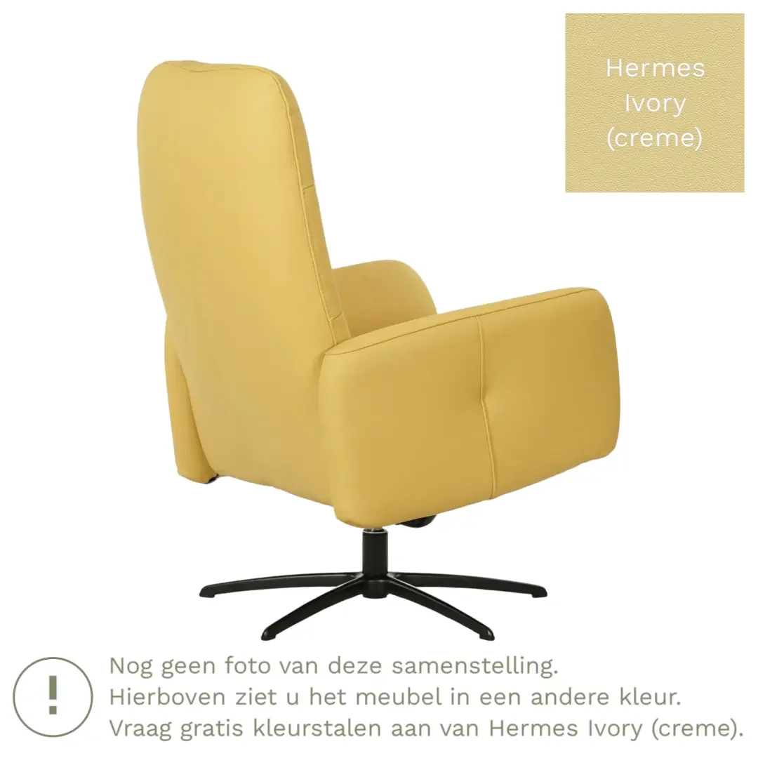 afbeelding van Leren draaifauteuil Pulse - Hermes Ivory (crème) - Stervoet zwart