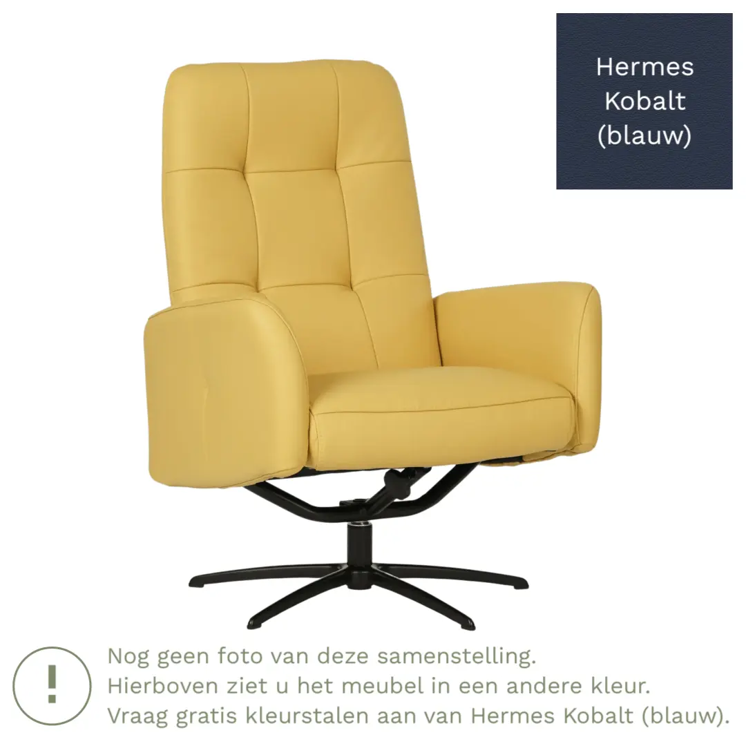 afbeelding van Leren draaifauteuil Pulse - Hermes Kobalt (blauw) - Stervoet zwart