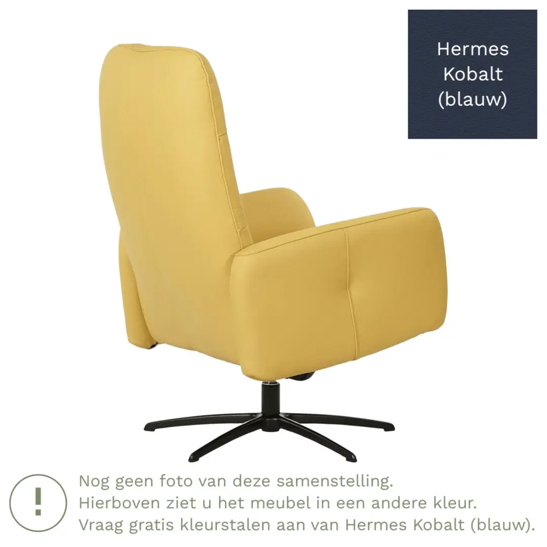 afbeelding van Leren draaifauteuil Pulse - Hermes Kobalt (blauw) - Stervoet zwart