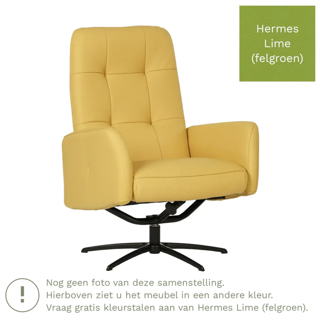 afbeelding van Leren draaifauteuil Pulse - Hermes Lime (felgroen) - Stervoet zwart