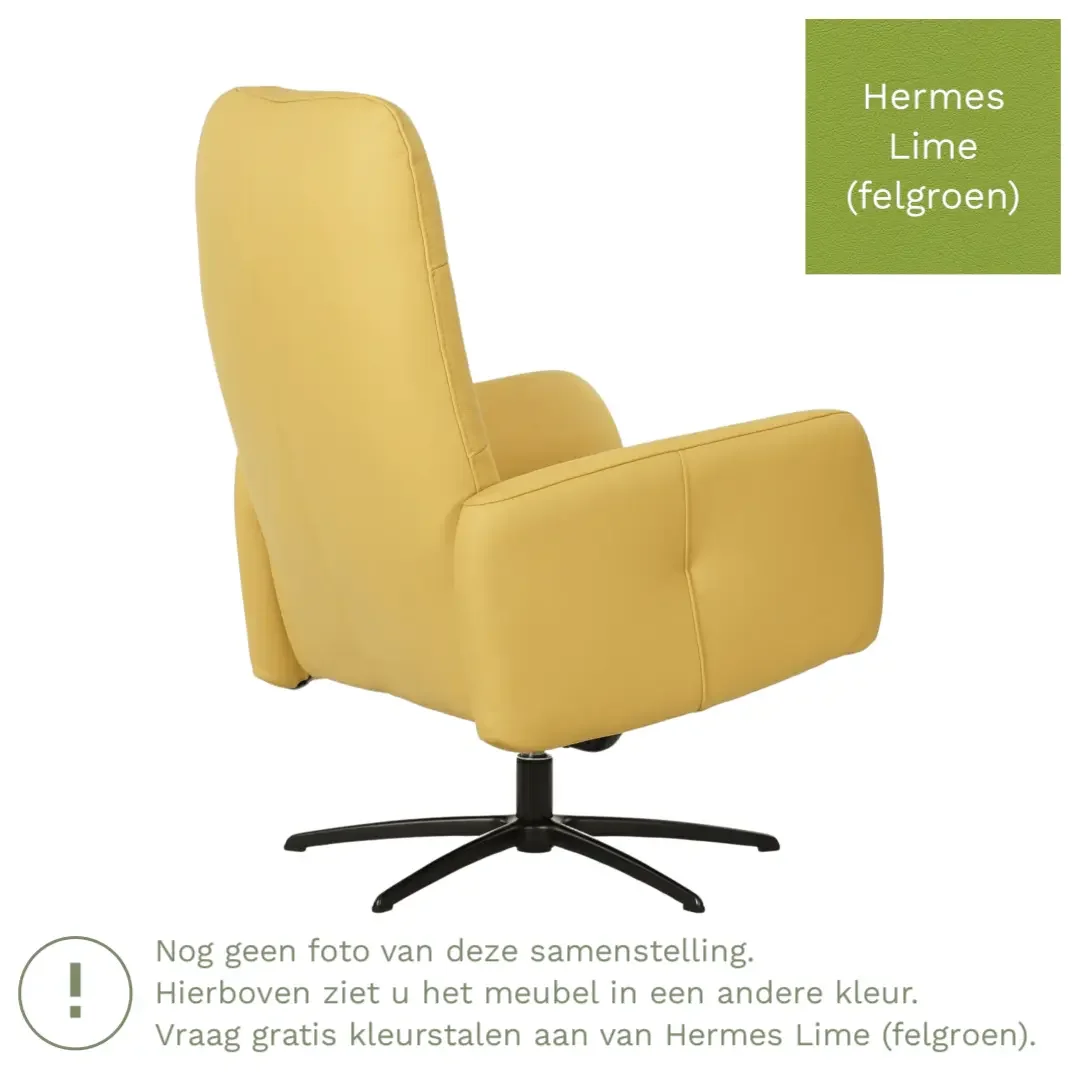 afbeelding van Leren draaifauteuil Pulse - Hermes Lime (felgroen) - Stervoet zwart