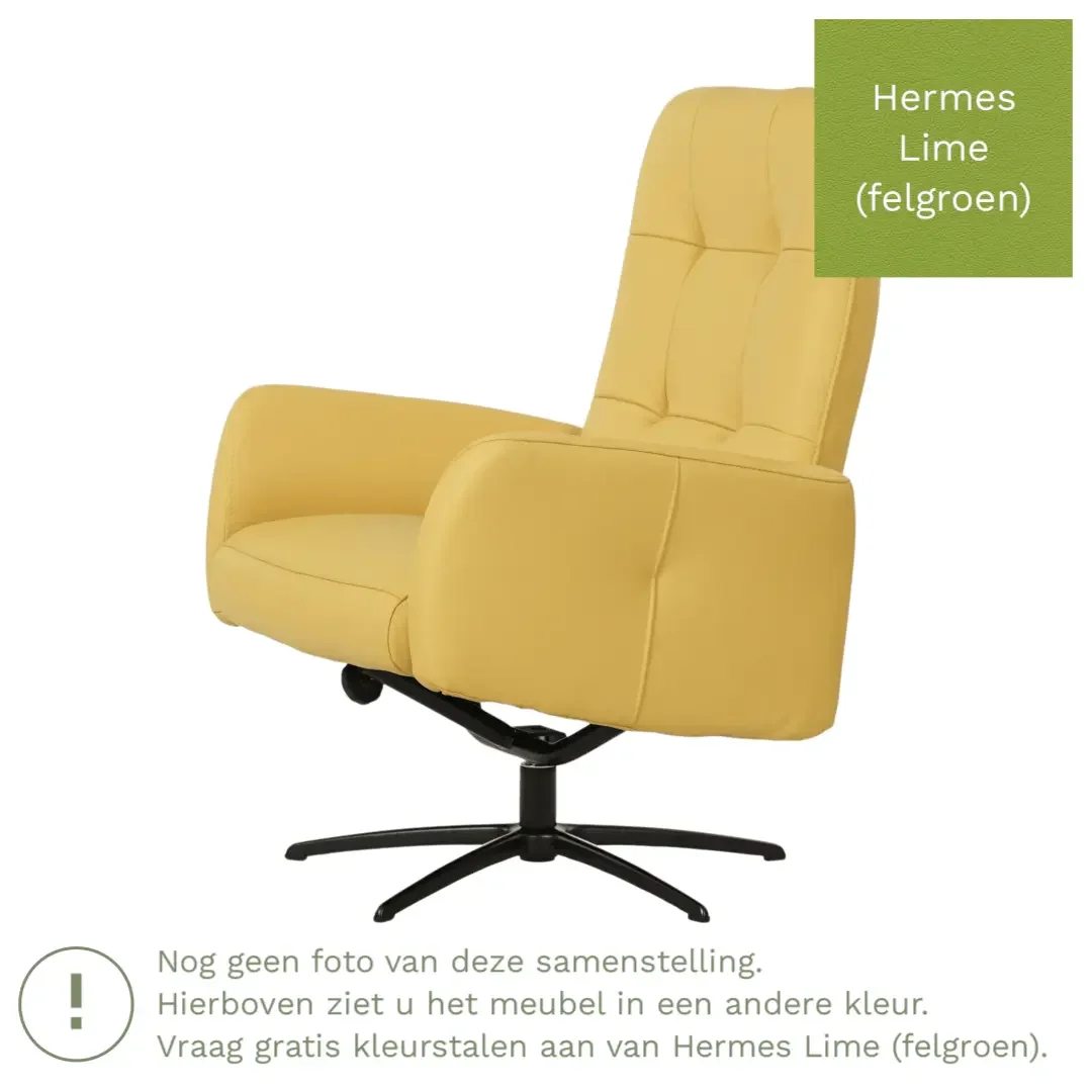 afbeelding van Leren draaifauteuil Pulse - Hermes Lime (felgroen) - Stervoet zwart
